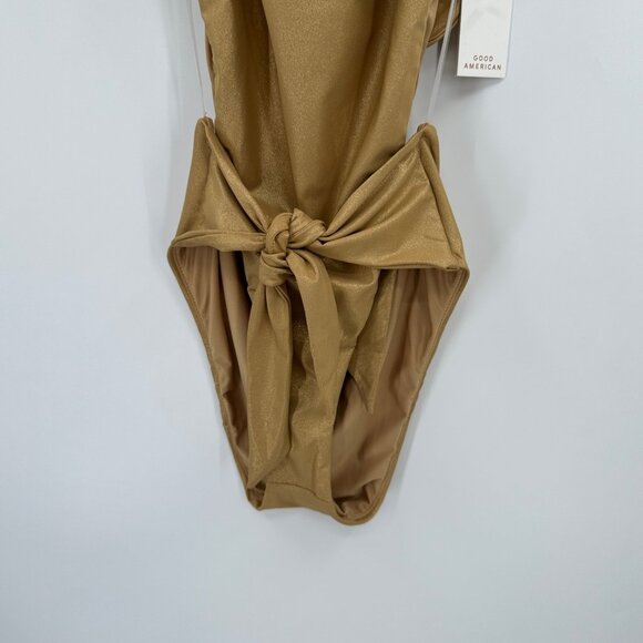 Good American Tie Front One-Piece Swimsuit in Gold size 3 L Large Square Neck - Picture 6 of 9